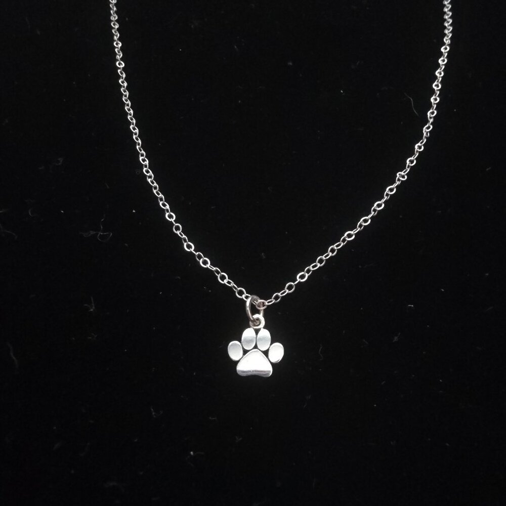 Sterling Silver Dog Paw Necklace 925 | 19” Chain | Spring Ring Clasp
